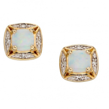 New Collection Opal And Diamond Stud Earrings